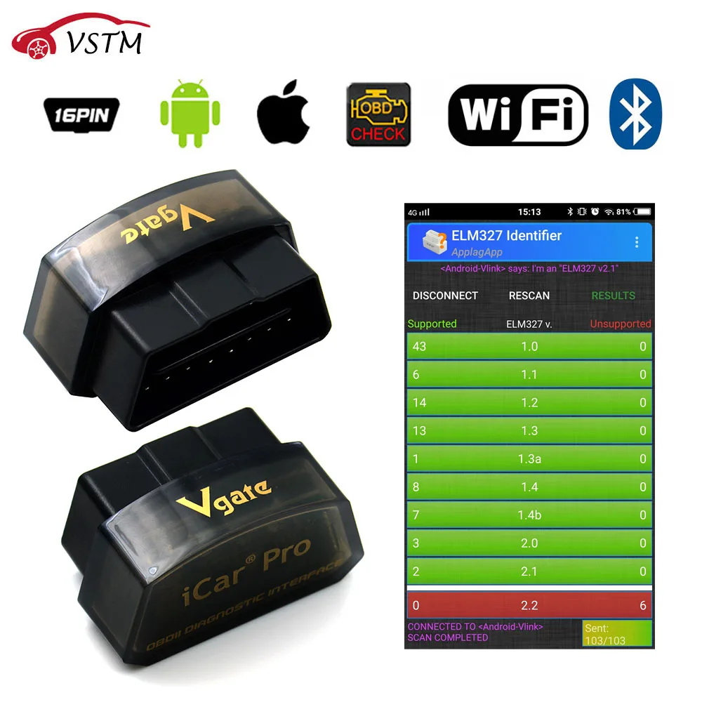 Vgate iCar pro ELM327 Bluetooth 4.0/WIFI OBD2 Car Diagnostic Scanner For Android/IOS