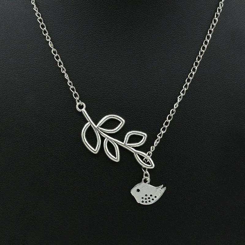 Ожерелье с полыми птицами женское посеребренное ожерелье подвеской в виде