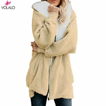 

Winter Coat for Women Faux Fur Fleece Jacket Sherpa Lined Zip Up Hoodies Cardigan Womens Plus Size Fashions Cape Coat