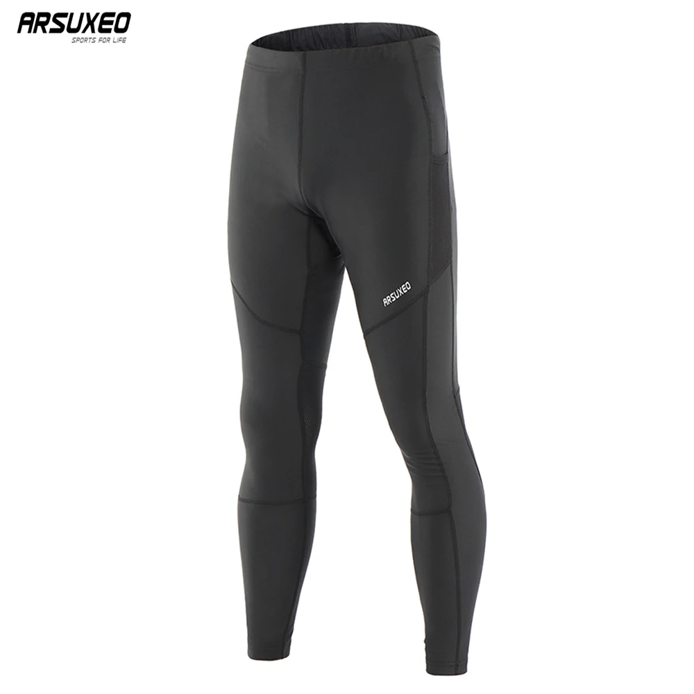 

ARSUXEO Men's Spring Autumn Compression Reflective Running Pants Elastic Fitness Leggings Tights Outdoor Sports Trousers