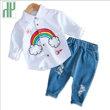 Toddler Boys Clothing Set Spring Rainbow Suit Baby Boy Dress Shirt+pants 2pcs/set Outfits Suit Sport Kids Clothes Set Costumes цена Toddler Boys Clothing Set Spring Rainbow Suit Baby Boy Dress Shirt+pants 2pcs/set Outfits Suit Sport Kids Clothes Set Costumes цены онлайн