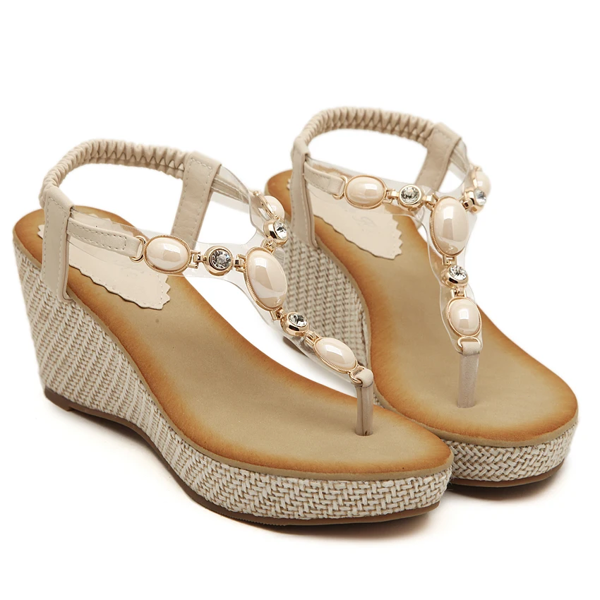 

Wedges shoes for women high heel Rhinestone crystal woman sandals wedges sandals high heel platform sandalias mujer 2018