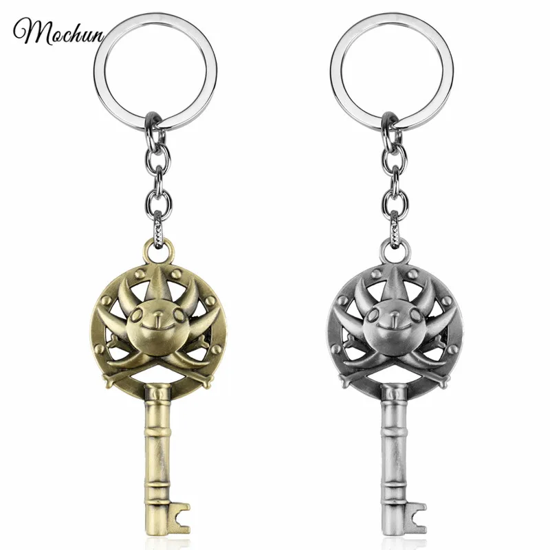 

MQCHUN Anime One Piece Keychains Thousand Sunny Key Chain Ring Metal Alloy chaveiro llavero Keyring Skull Jewelry Cosplay AXL380