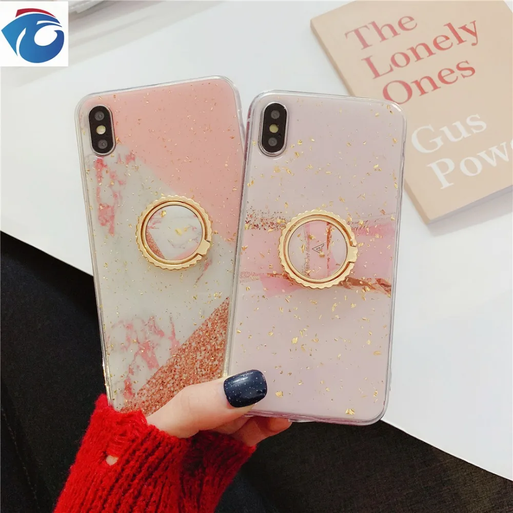 HUANQING Luxury gold foil tinted marble cell phone case For iPhone 6 6S 7 7Plus 8 8Plus XR XS Max Stent Protection Shell09