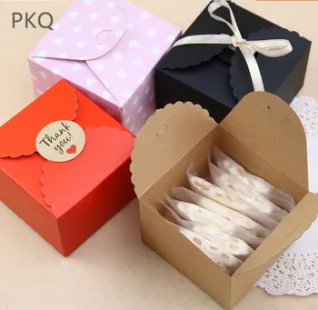 

50pcs Red/Black/Brown Paper Box Wedding Party Favors Candy Box Small Gift Box for Jewelry DIY Cookie/Muffin Packing Box 9x9x6cm