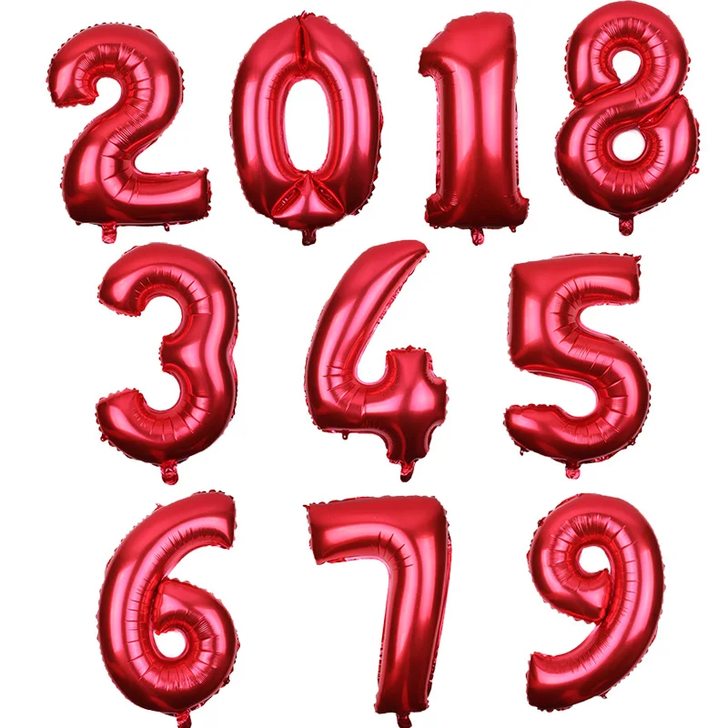 

July Forest 30 Inch Red Art Number Balloon Happy Birthday Balloon Birthday Party Decoration Kids Boy Girl Party Ballon Number