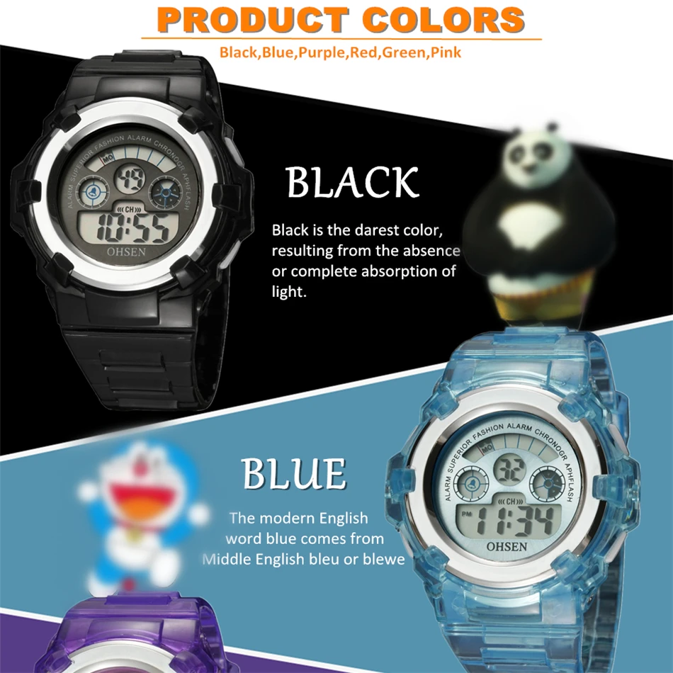 OHSEN Children Watch Fashion Casual Watches Quartz Wristwatches Waterproof Jelly Kids Clock boys Hours girls Students Wristwatch (14)