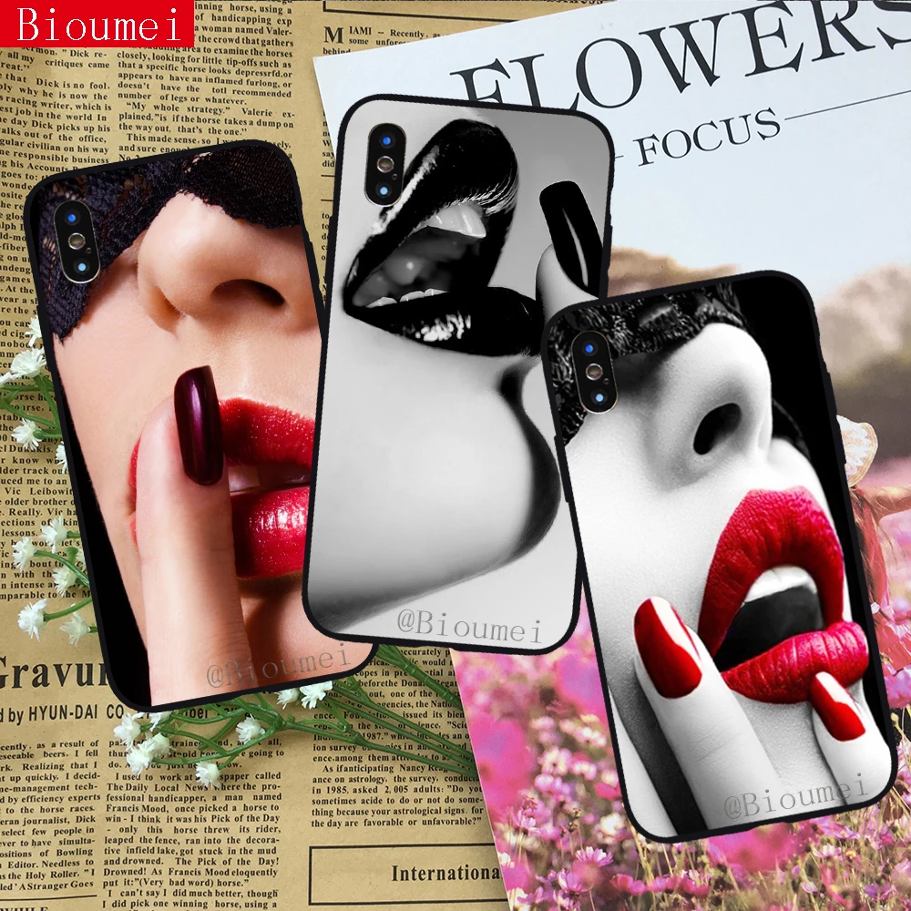 

Bioumei sexy red lips Soft TPU Case for iphone XR XS XS Max Cover Coque for iphone 7 8 5 5S 6 6S Plus X 34