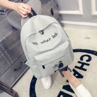 

Korean version of the canvas shoulder bag women printing double backpack large capacity bag schoolbags