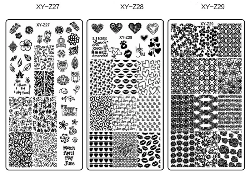 1 x Новые XYZ пластины для штамповки ногтей геометрический Маникюр штамповка шаблон изображения пластины DIY ногтей штамп пластина шаблон для печати XYZ01