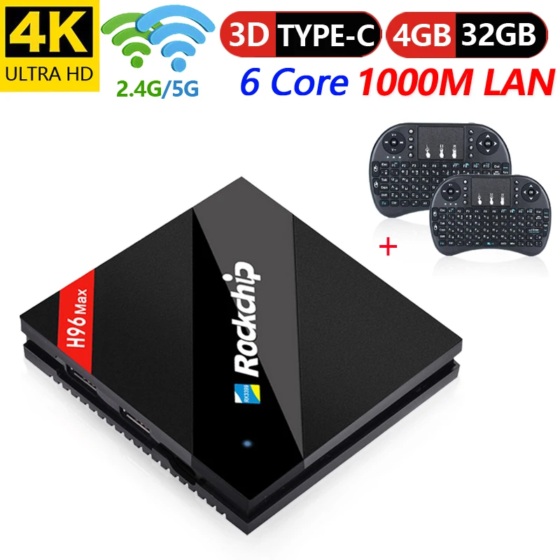 ТВ приставка Rockchip RK3399 4 ГБ 32 H96 Android 7 1 802.11AC 2 4g 5g двойной WIFI BT4.1 1000M LAN USB3.0 Type c