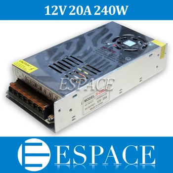

2Pcs/lot 240W 12V 20A switching power supply adapter led strip light transformer 12v free shipping china post