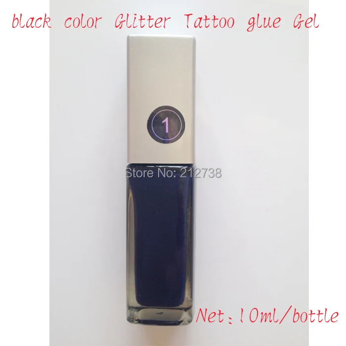 

Free shipping 1pcs Black color Glitter Tattoo glue Gel 10ml/bottle for Temporary tattoo kit
