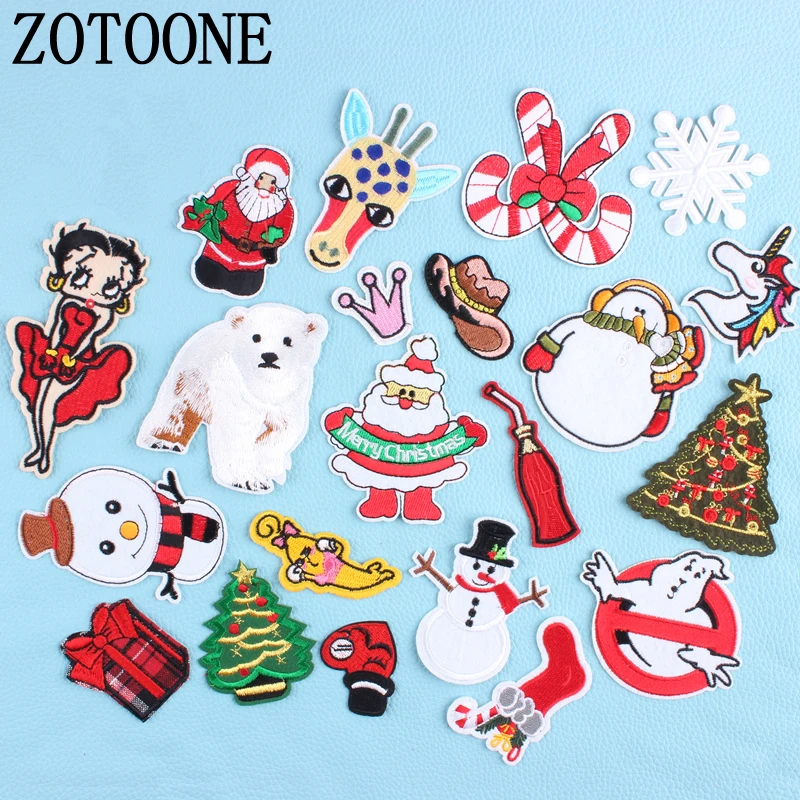 

ZOTOONE Christmas Style Patch for Clothing Iron on Embroidered Sew Applique Cute Patches Unicorn Badge DIY Apparel Accessories H