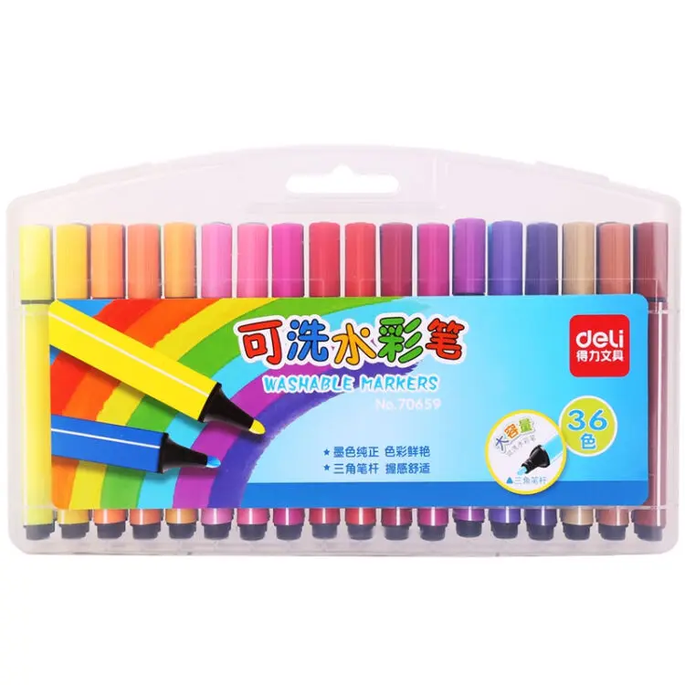 

36/48 Colors Washable Water Color Pen Painting Pen Watercolor Pen Marker Stationery School Students Deli brand