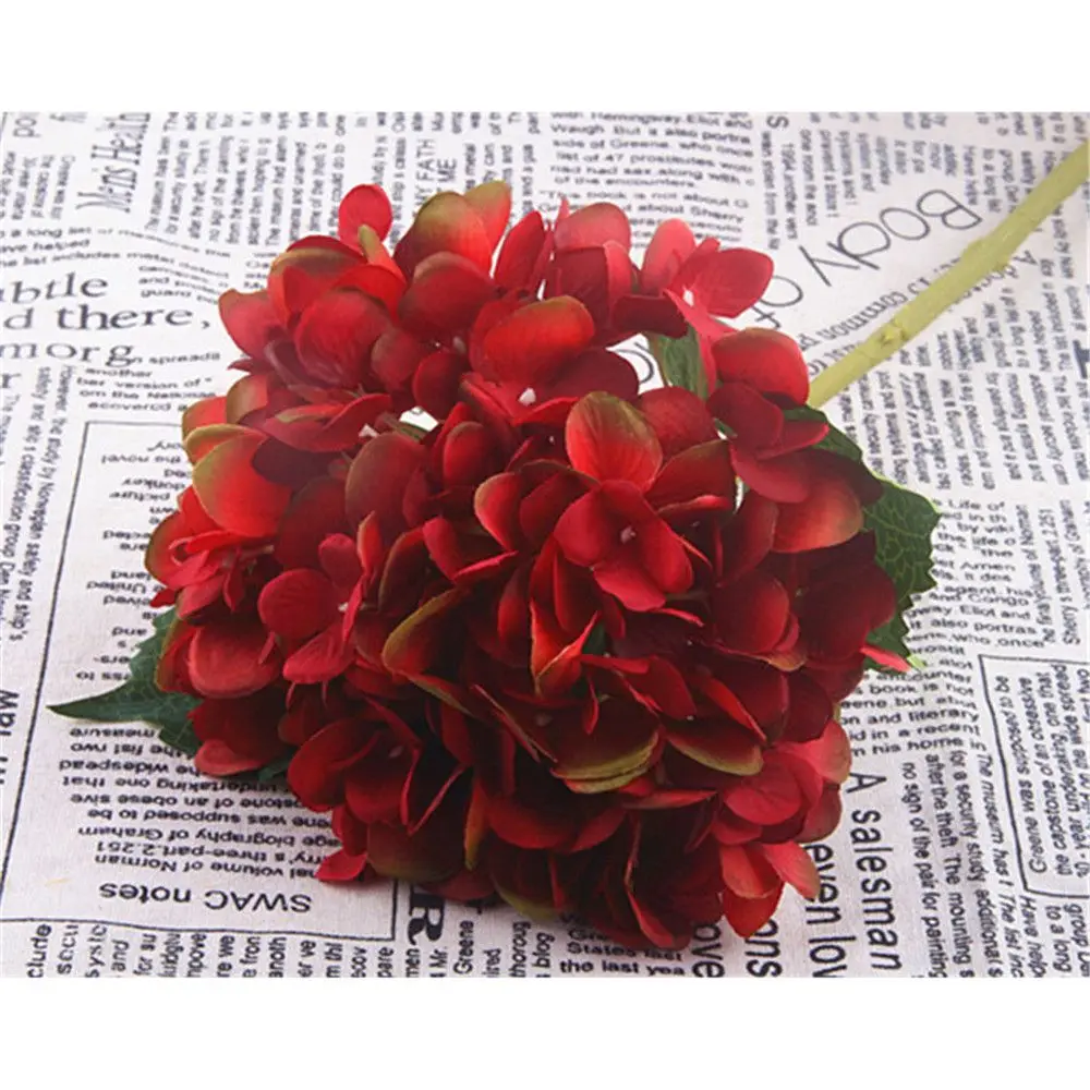 Искусственный Гортензия шелк поддельные цветы свадебные аксессуары Home Decor Искусственные Главы поддельные цветок вечерние украшения аксессуары - Цвет: Красный