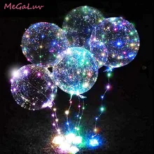 Bolas iluminadas de 20 polegadas, balões transparentes com fio de luz de led, para decoração de festas infantis, casamentos, aniversários e natal