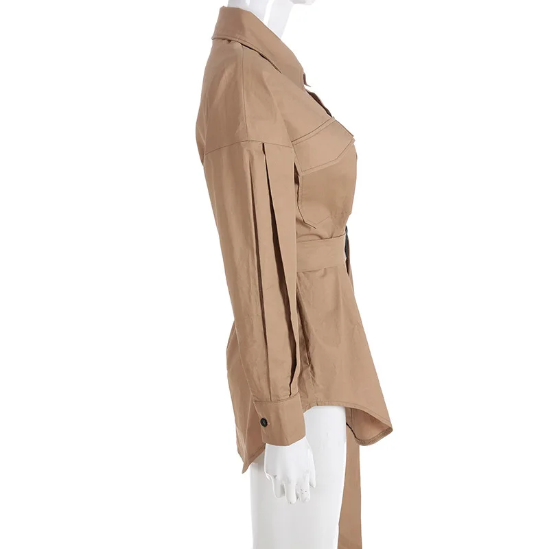 Xnxee Осенне-зимняя Дамская обувь ветровка Тренч Топы Нерегулярные длинное пальто отложной воротник пояс, карманы, женская верхняя одежда