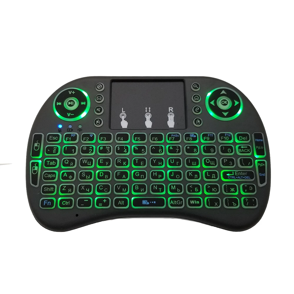 7 Colors Backlit i8 Mini Wireless Keyboard 2.4ghz English Russian 3 Colour Air Mouse with Touchpad Remote Control Android TV