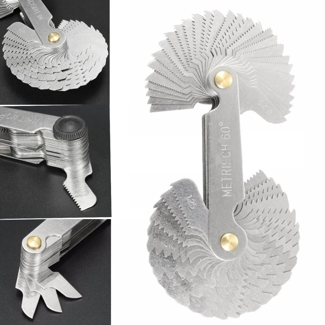 High Quality 58 Blades Thread Gauge Metric &Whitworth 55/60 Degree Thread Screw Pitch Gauge For Measuring Tool