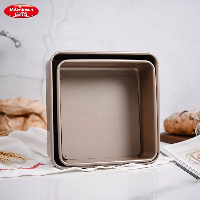 Bakerdream Square Bakeware Carbon Steel Bread Cake Pans with Removable