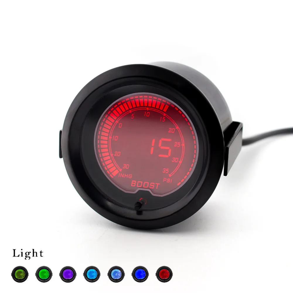 Boost Gauge 2"(52mm) EVO LCD 7 Colors Boost Turbo Gauge PSI Auto Gauge