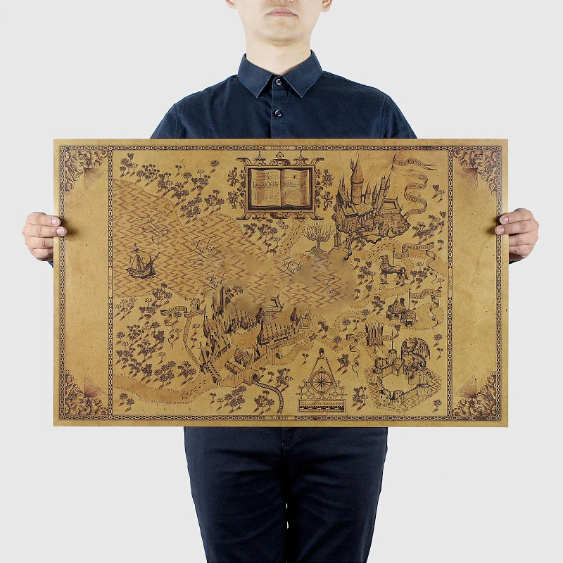 

51*32.5cm/72x36cm Two Size Map Of The Wizarding World Of Harri Potter Kraft Paper Cafe Bar Poster Retro Poster Decorative Paint