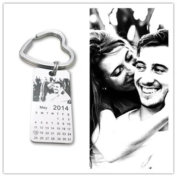 

Personalized DIY Photo Keychain Calendar Birthday Couple Anniversary Custom Engraving Photos Key Chain Keyring Love Date Gifts