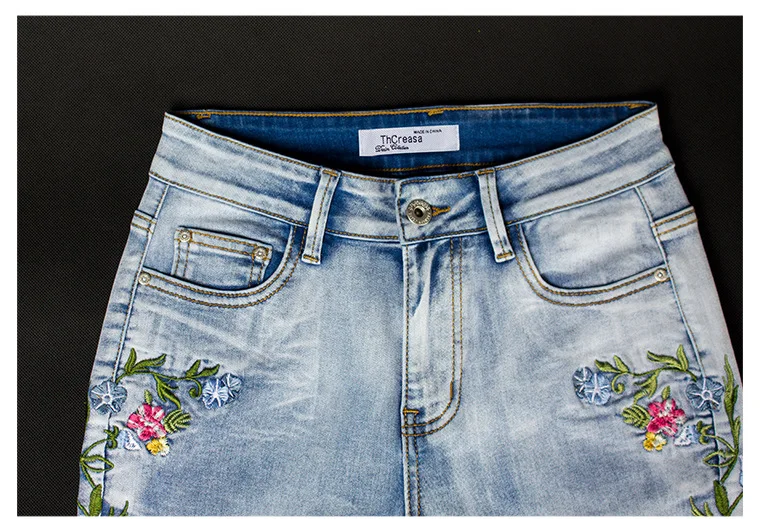 Вышивка винтажные джинсы для женщин в стиле бойфренд джинсовые штаны джинсы для мам женские с высокой талией обтягивающие джинсы Femme Feminino брюки