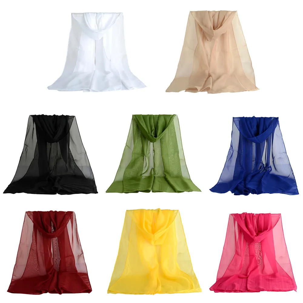 

2019 Chiffon Scarf Women's Fashion Style Solid Shawls And Scarves Girls Stole autumn scarf frauen schal seide femme TT