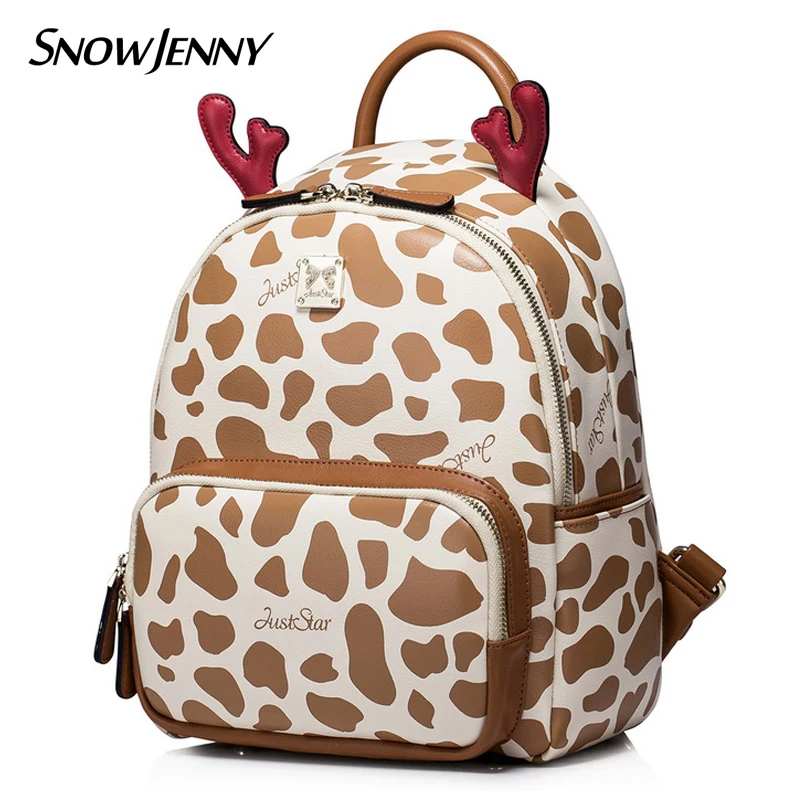 

Women Backpack Preppy Style Schoolbag Travel Bag Totes Borsa SnowJenny SJ Brand Braccialini Cartoon Antlers Cows
