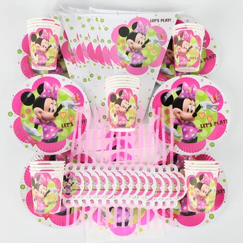 

20 People Kids Birthday Party Supplies Minnie Mouse Cup Plate Straw Banner Party Decoration sets Baby Shower Supplies 70pcs