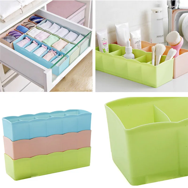 

2018 HAICAR 1PC 5 Cells Plastic Organizer Storage Box Tie Bra Socks Drawer Cosmetic Divider Tidy Earring Case small objects