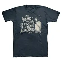 Боб Росс нет ошибок, просто счастливые несчастные случаи Мужская футболка-темно-синий-выбрать размер классический качество высокое Футболка Стиль Круглый футболка