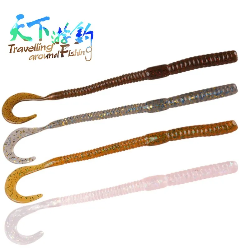

Silicone Soft Baits 10Pcs 140mm 3.6g Long Curly Tail Soft Lure Worm Jigging Wobblers for Carp Fishing Isca Artificial Bait