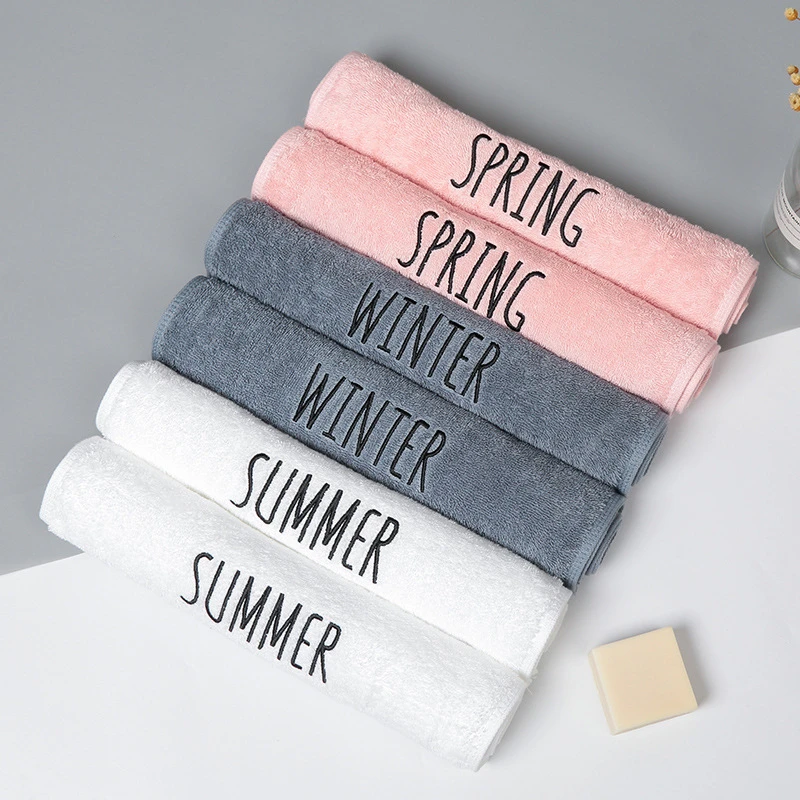 

34x75cm 100% Cotton Embroidery Season Solid Color Thicken Washcloth Absorbent Elegant Travel Bathroom Family Hand Towel