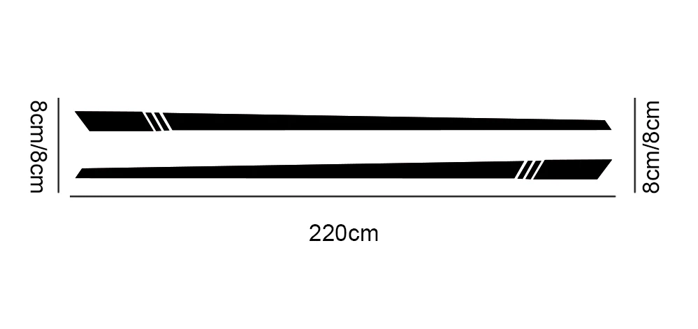 2 шт./лот, 220x8 см, в полоску, в виде боковых полос, наклейки на оба тела, наклейка, автомобильная пленка, виниловая пленка, товары для автомобилей, автомобильные аксессуары