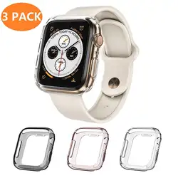 Apple Watch Series 4 Case 44 мм, [3-Pack Colorful] Мягкий ТПУ защитный чехол бампер для iWatch Series 4 (прозрачный + серый + розовое золото)