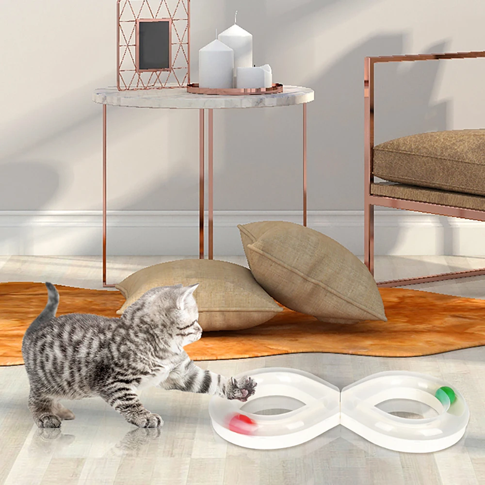 Интерактивные игрушки для кошек Пластиковые туннели carno Cat Track Toy 8 Форма цикл Кошка Туннель диск с шариком интерактивная игрушка для котят