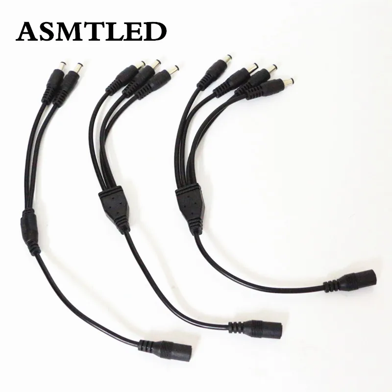 

ASMTLED 1 pcs/lot 5.5x2.1mm DC Power Cable 1 Female to 2,3,4 Male Plug Splitter Adapter for Security CCTV Camera and LED Strip