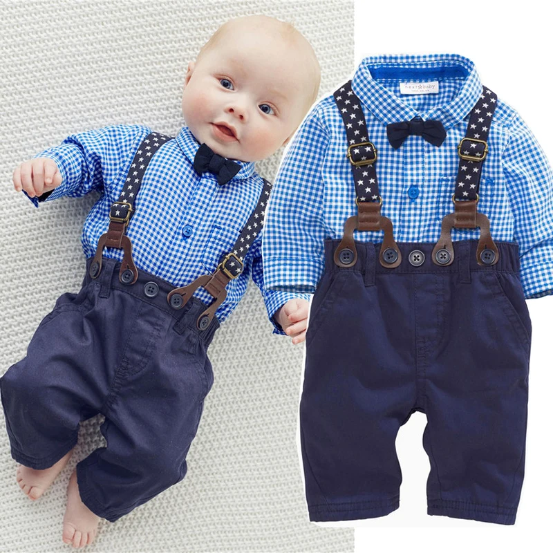 Baby Boy Clothes 2016 Spring New Brand Gentleman Plaid Clothing Suit ...