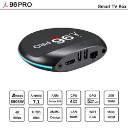 I96 PRO Smart tv Box Android 7,1 2 GB Ram 16 GB Rom AMLOGIC S905W 2,4G wifi BT 4,0 4 K USB3.0 H.265 Google Play IP tv set top box