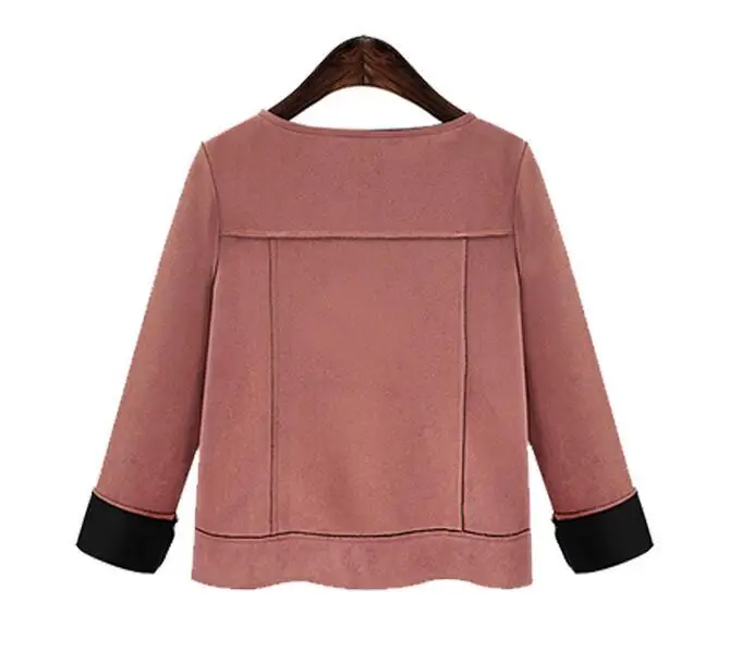 2018 British style Women Short Jacket Fashion Autumn Winter Slim vintage Chamois Leather Suede jacket For Ladies
