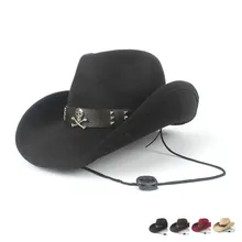 Женская и Мужская шерстяная открытая западная ковбойская шляпа широкополая шляпа джентльмен Outblack Sombrero Hombre джаз шляпа ветряная веревка размер 56-58 см