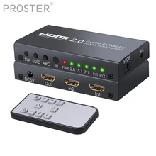 Proster преобразователь аудиосигнала HDMI 2x1 HDMI 2,0 переключатель с аудио экстрактором поддержка 4K@ 60Hz пульт дистанционного управления Blu-Ray плеер Xbox One