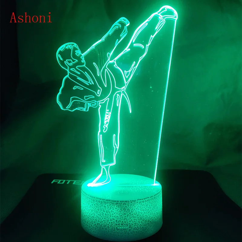 

Creative Karate Shap Table Lamp USB 3D LED Taekwondo Night Light Bedroom Bedside Martial Art Vision Lighting Kids Gifts Toy
