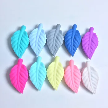 

Silicone tree Leaf pendants 30PCS Sillicone Leaf Teethers Bead Silicone Baby Pendant Necklace Beads For Teething Bpa Free
