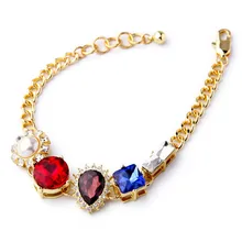 Модный дизайн золотой цвет свежий геометрический Кристалл Ювелирная цепочка из сплава звено браслет и браслеты для женщин