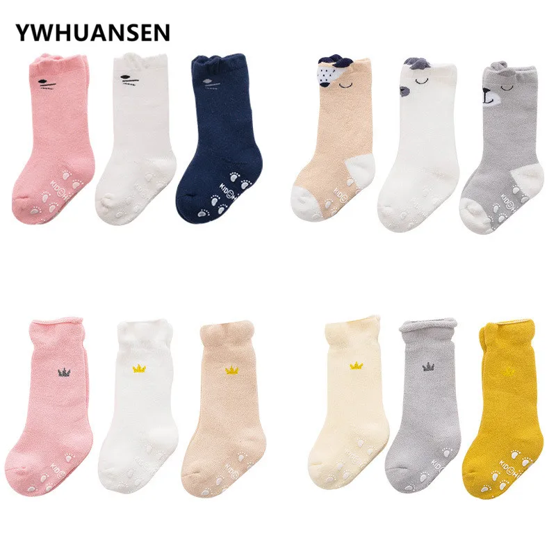 

YWHUANSEN 3 Pairs/lot Cotton Winter Children's Socks Boy Cartoon Baby Anti-slip Long Socks For Girls Floor Kids Sock-Factory