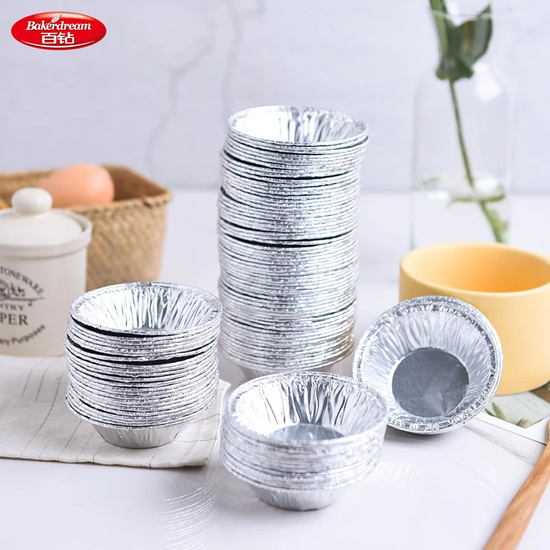 100pcs Disposable Aluminum Foil Tart Pie Pans Egg Tart Mold Muffin